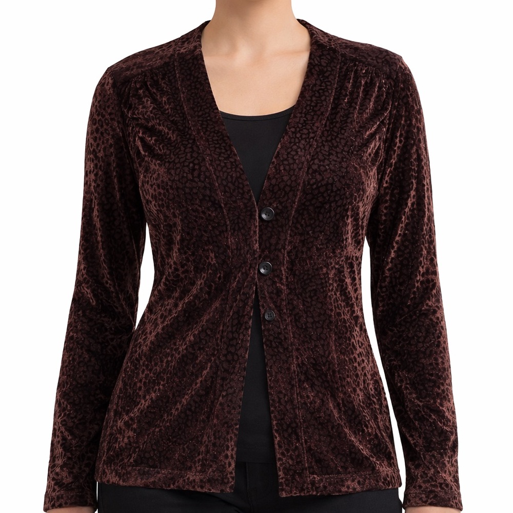 ✨ Vintage Chico’s Burnout Velvet Cardigan – Size 2